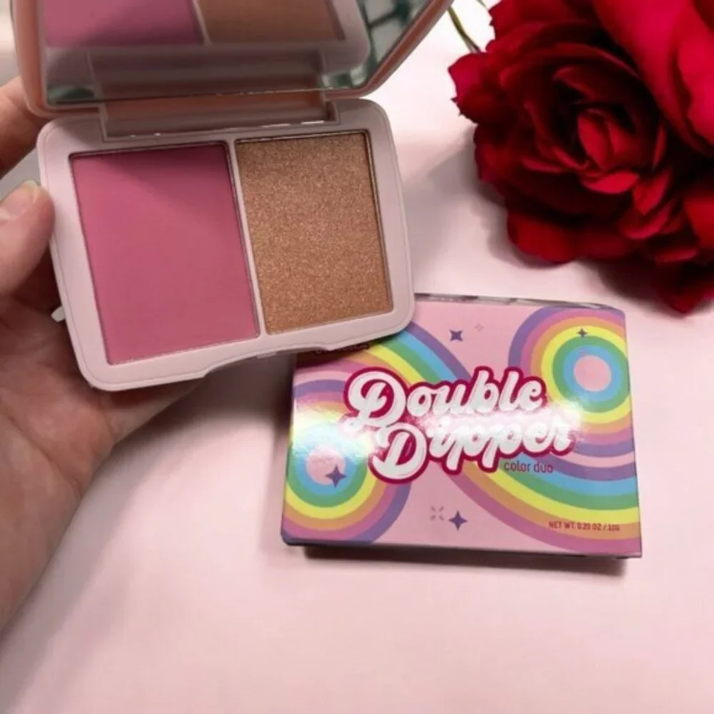 Half Caked Double Dipper Girls Tour Matte Pink Blush Golden Highlighter Duo